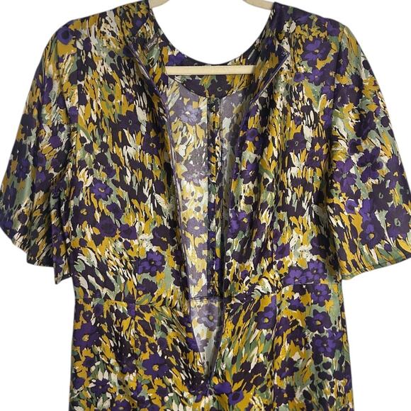 J. McLaughlin Giovanna Silk-Blend Maxi Dress Women's 6 Floral Flutter Sleeve - Picture 6 of 8